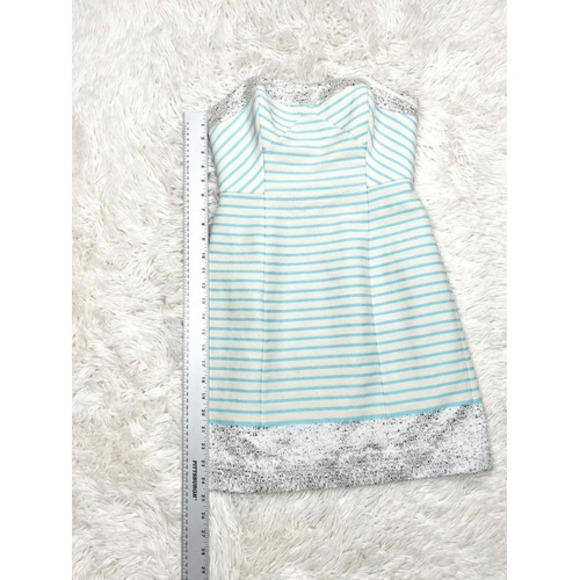 Lilly Pulitzer Remi Strapless Dress Blue Horizon Bay Stripe Silver Band Size 0 - Picture 5 of 10